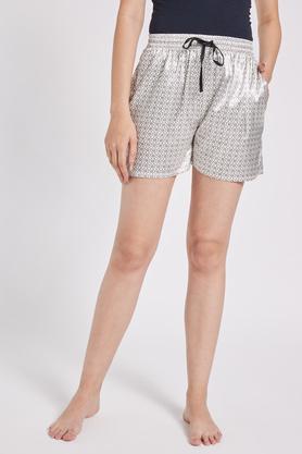 mid thigh satin casual wear shorts - white