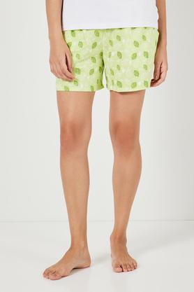 mid thigh viscose women's casual wear shorts - lime green