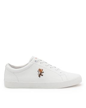 mid-top round-toe lace-up sneakers