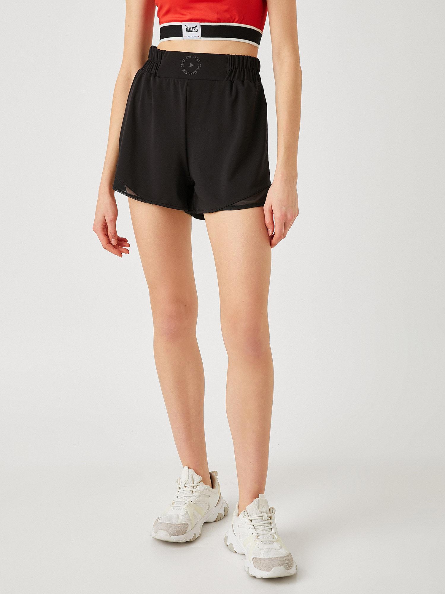 mid waist black shorts