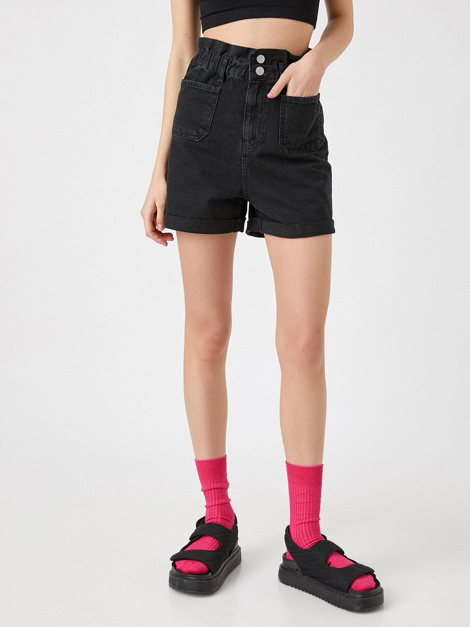 mid waist black shorts