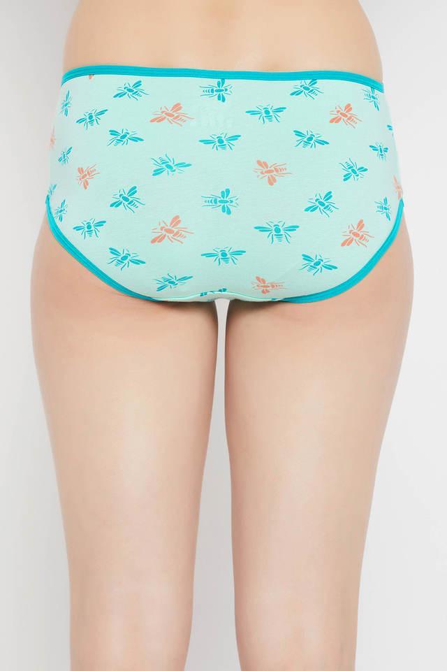 mid waist dragonfly print hipster panty in sky blue - cotton