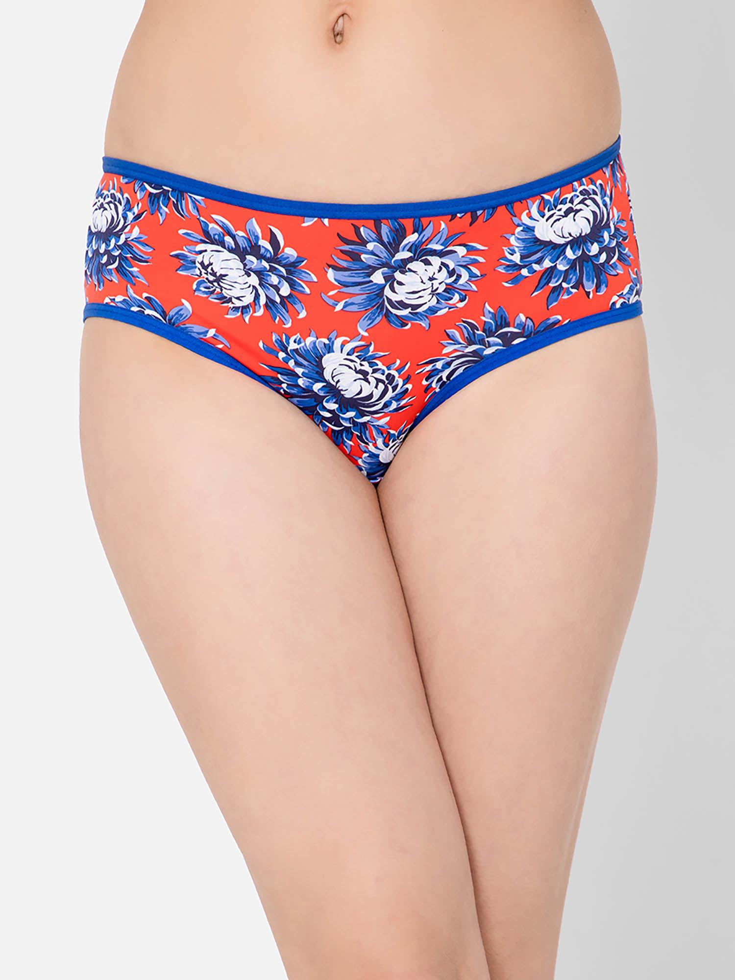 mid waist floral print hipster panty in orange