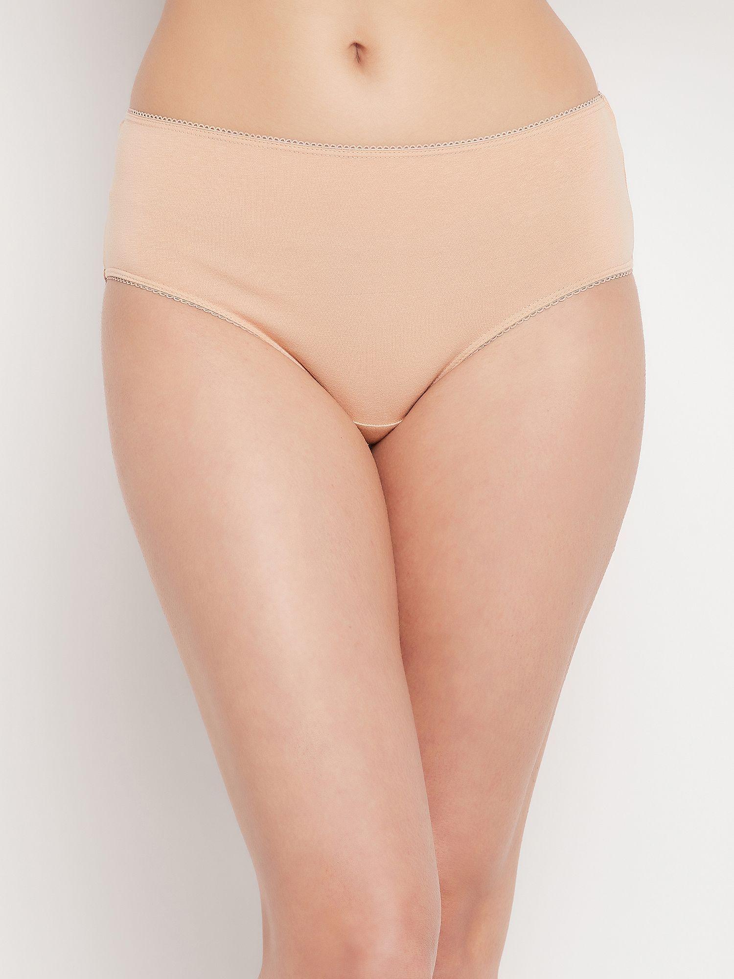 mid waist hipster panty in beige cotton