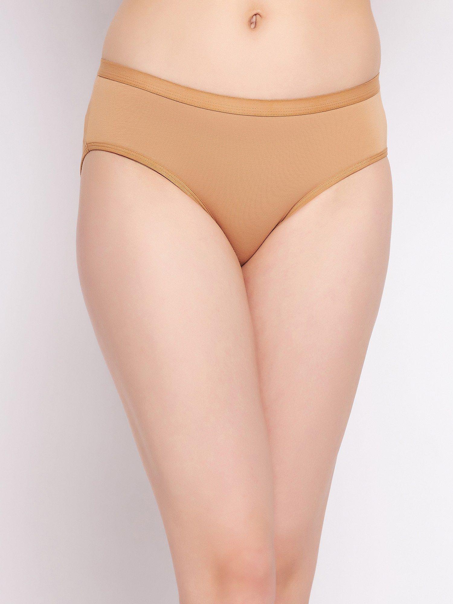 mid waist hipster panty in nude color-cotton