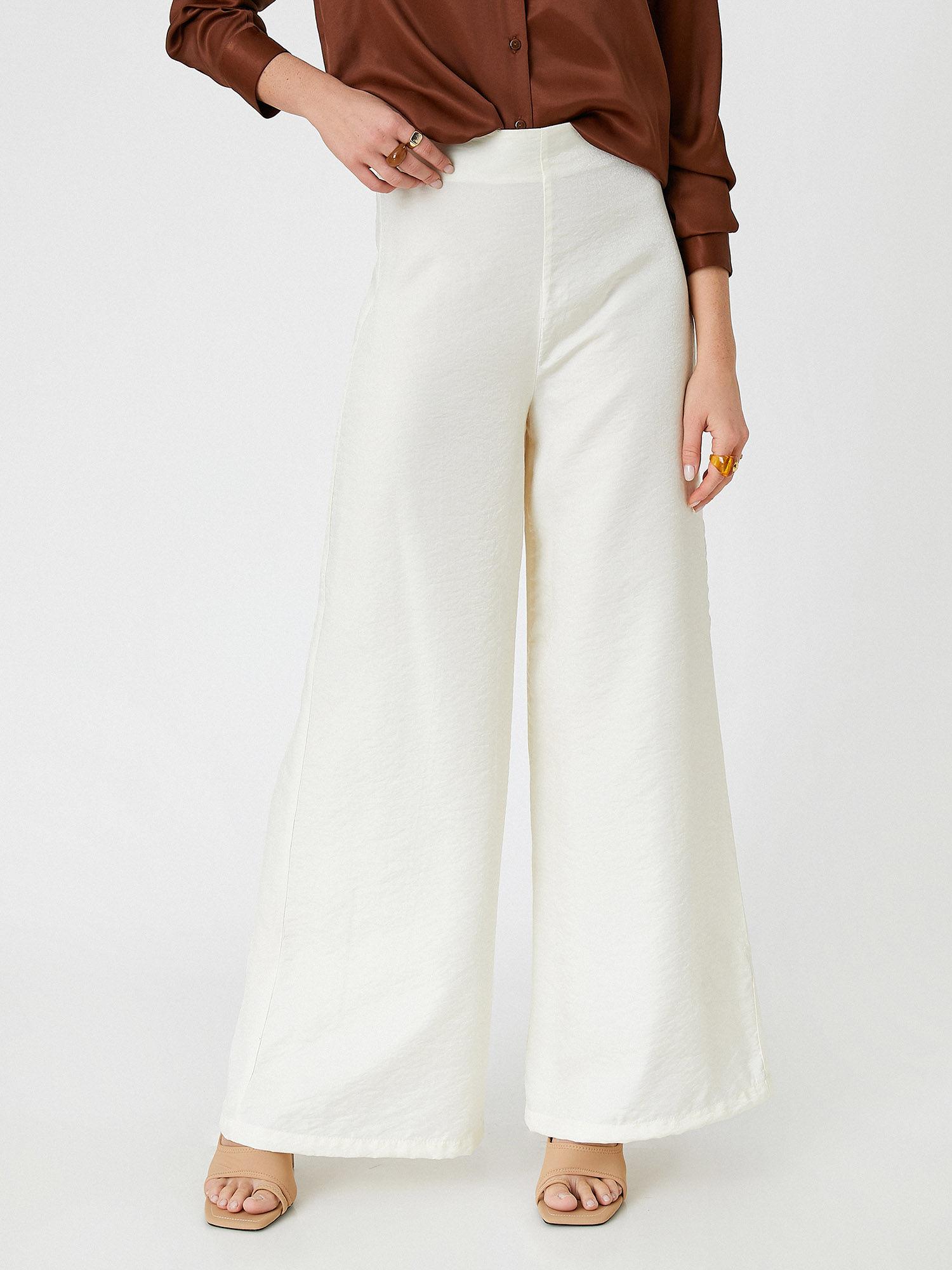 mid waist off white trousers