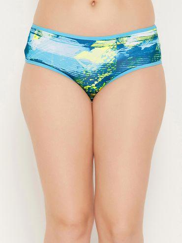 mid waist printed hipster panty in electric blue blue