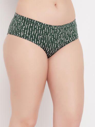 mid waist printed hipster panty in sage green - cotton