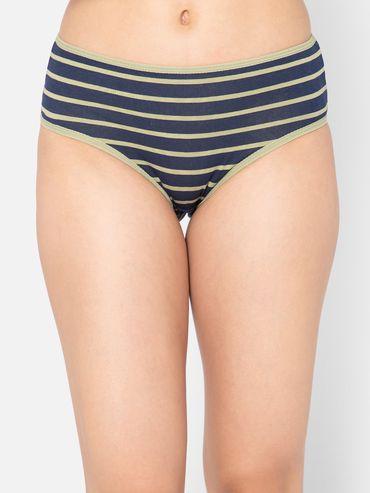 mid waist striped hipster panty in navy - cotton