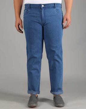 mid-wash jeans with 5-pocket styling