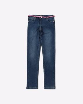 mid-wash jeans with slip pockets