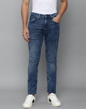 mid-wash low-rise jeans