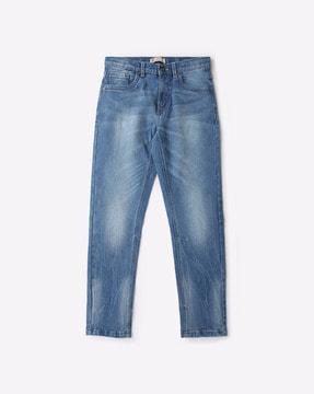 mid-wash mid-rise jeans