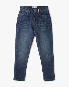 mid-wash slim fit jeans