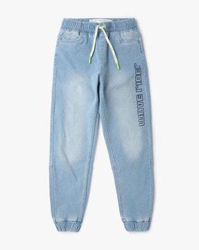 mid-wash slim fit jogger jeans
