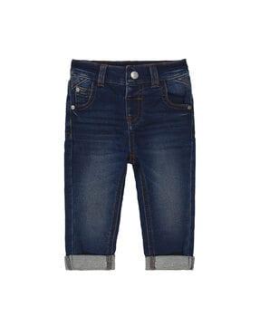 mid-wash 5-pocket jeans