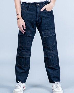 mid-wash baggy fit jeans