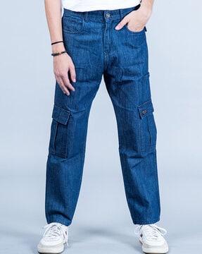 mid-wash baggy fit jeans