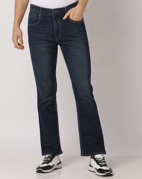 mid-wash bootcut jeans