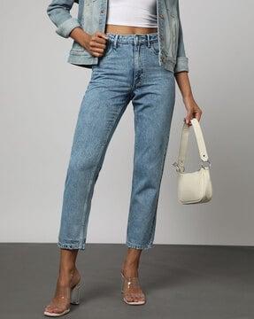 mid-wash boyfriend jeans