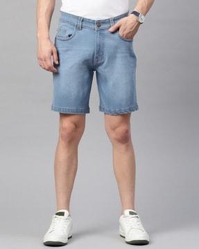 mid-wash denim shorts