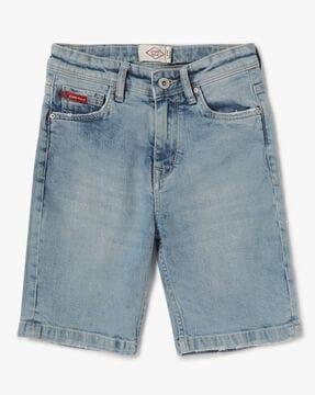 mid-wash denim shorts