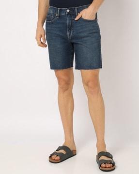 mid-wash denim shorts