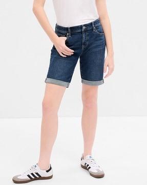 mid-wash denim shorts