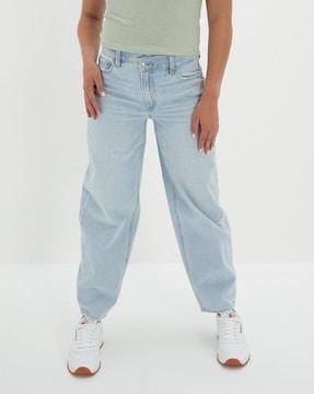 mid-wash high-rise jeans