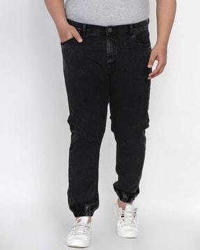 mid-wash jogger jeans