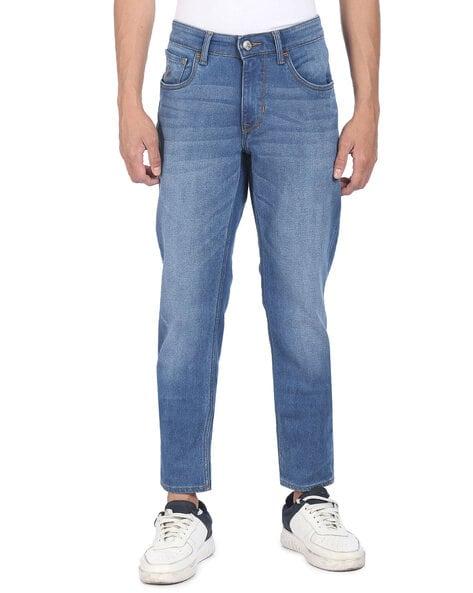 mid-wash mid-rise jeans