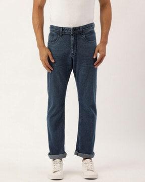 mid-wash mid-rise jeans