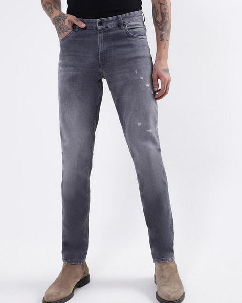 mid-wash mid-rise jeans