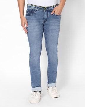 mid-wash mid-rise jeans