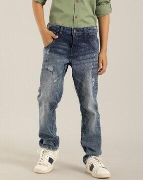 mid-wash mid-rise jeans