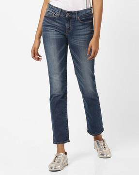 mid-wash mid-rise jeans