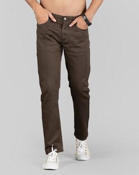 mid-wash mid-rise slim jeans