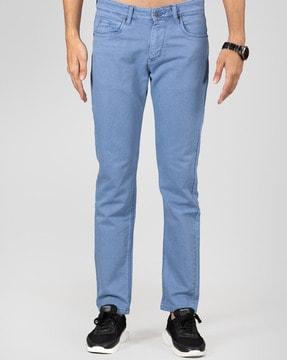 mid-wash mid-rise slim jeans