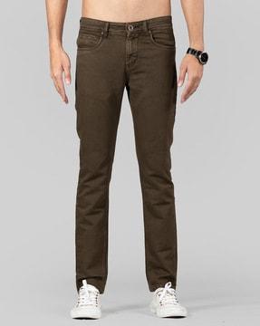 mid-wash mid-rise slim jeans