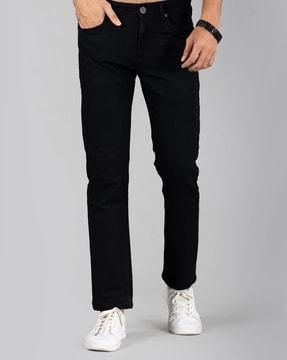 mid-wash mid-rise slim jeans