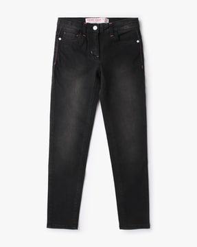 mid-wash novelty skinny fit jeans