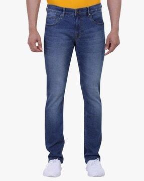 mid-wash regular fit jeans