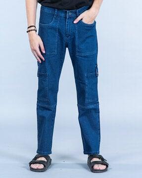 mid-wash relaxed fit jeans