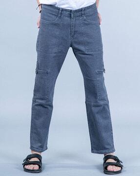 mid-wash relaxed fit jeans