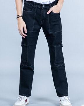 mid-wash relaxed fit jeans