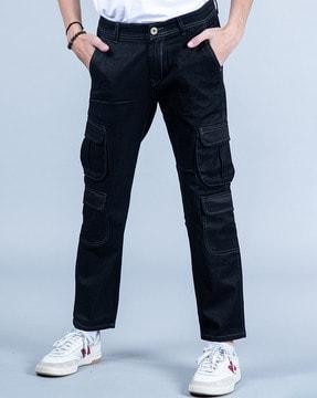 mid-wash relaxed fit jeans