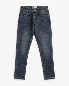 mid-wash skinny fit mid-rise jeans