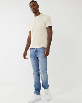 mid-wash skinny jeans