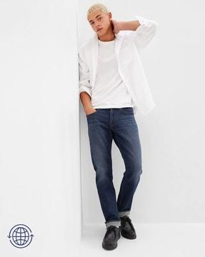 mid-wash slim fit jeans with washwell