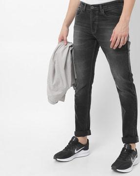 mid-wash slim fit jeans